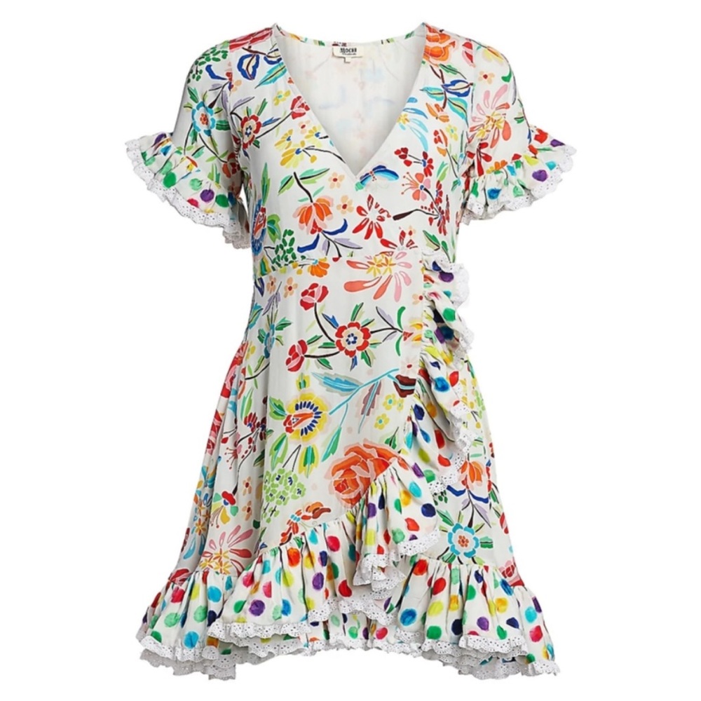 All Things Mochi print wrap dress size M worn once so cute!